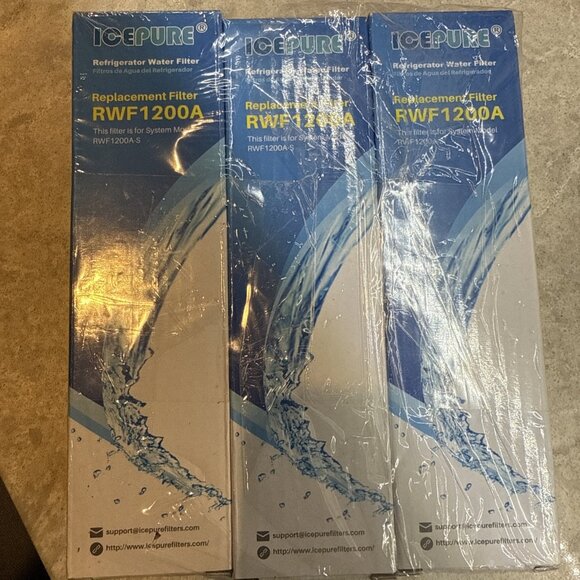 3 PACK ICEPURE RWF1200A REFRIGERATOR WATER REPLACEMENT FILTER NEW SEALED - Picture 1 of 6